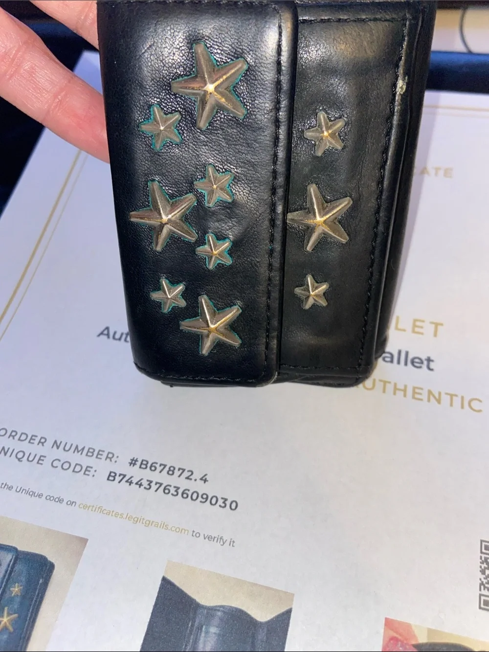 Jimmy Choo Black Leather Star-Embellished Small Wallet - Picture 4 of 7